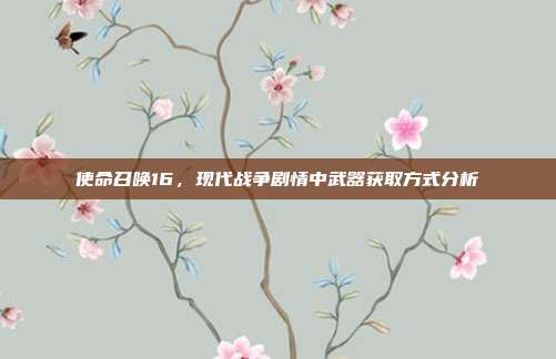 使命召唤16,现代战争剧情中武器获取方式分析