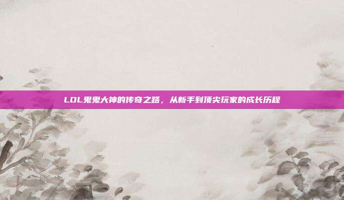 LOL鬼鬼大神的传奇之路,从新手到顶尖玩家的成长历程
