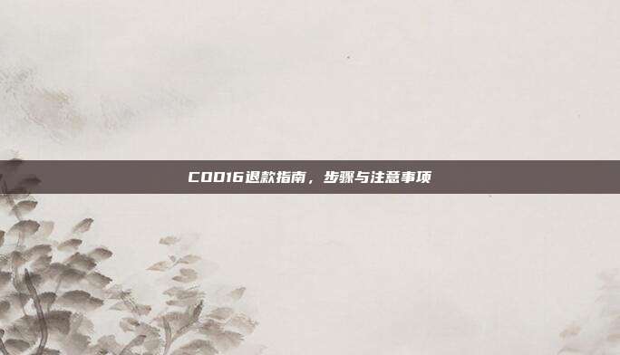 COD16退款指南,步骤与注意事项