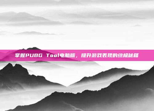 掌握PUBG Tool电脑版,提升游戏表现的终极秘籍