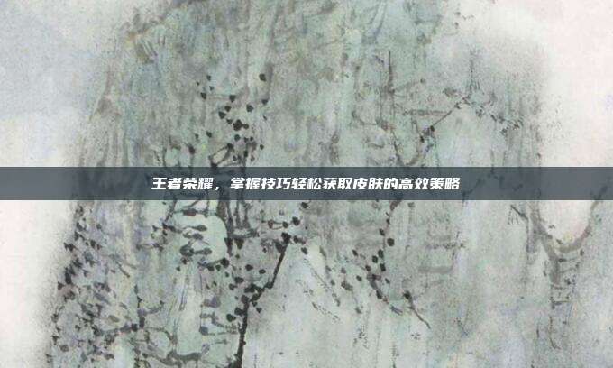 王者荣耀,掌握技巧轻松获取皮肤的高效策略