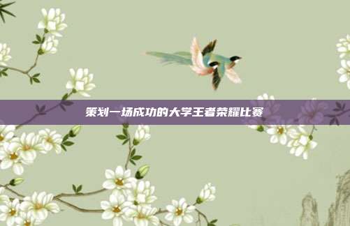 策划一场成功的大学王者荣耀比赛