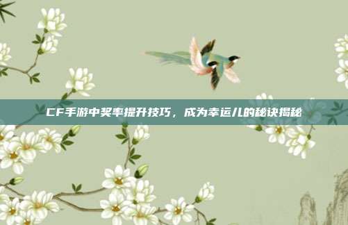 CF手游中奖率提升技巧,成为幸运儿的秘诀揭秘