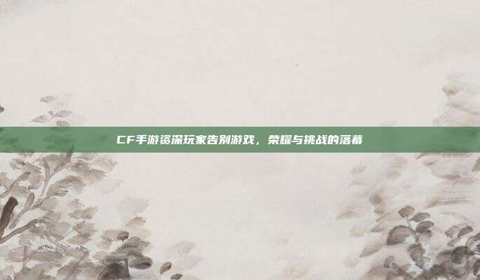 CF手游资深玩家告别游戏,荣耀与挑战的落幕