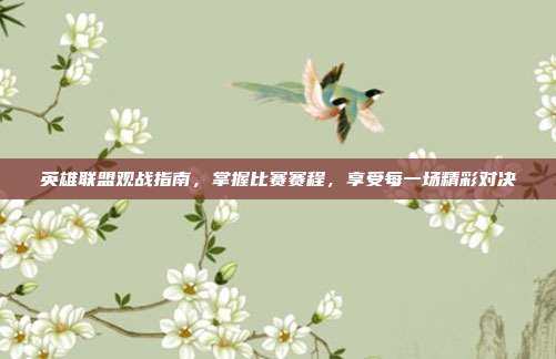 英雄联盟观战指南,掌握比赛赛程,享受每一场精彩对决