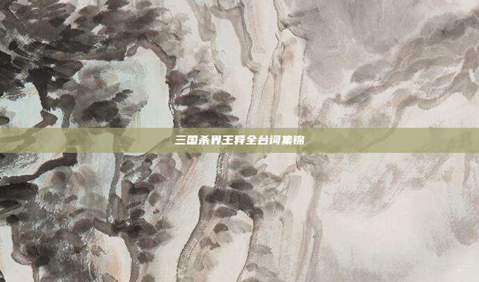 三国杀界王异全台词集锦