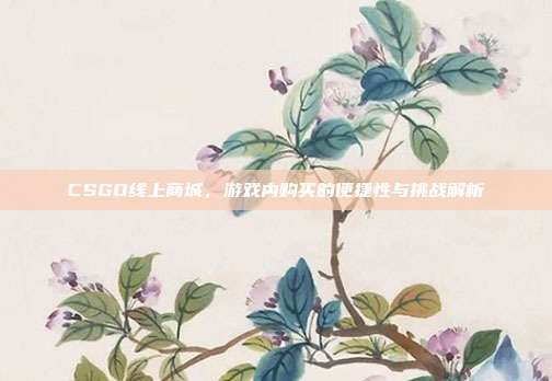 CSGO线上商城,游戏内购买的便捷性与挑战解析