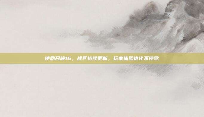 使命召唤16,战区持续更新,玩家体验优化不停歇
