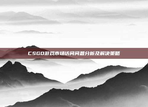 CSGO游戏市场访问问题分析及解决策略