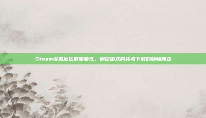 Steam设置地区的重要性,确保游戏购买与下载的顺畅体验