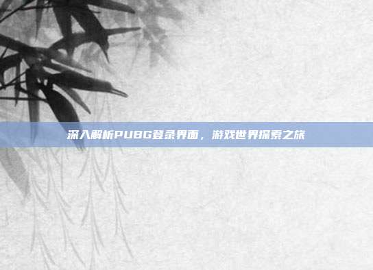 深入解析PUBG登录界面,游戏世界探索之旅