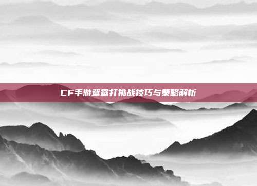 CF手游鸳鸯打挑战技巧与策略解析
