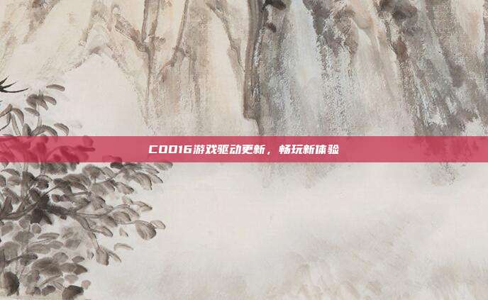COD16游戏驱动更新,畅玩新体验
