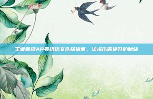 王者荣耀AP英雄铭文选择指南,法术伤害提升的秘诀