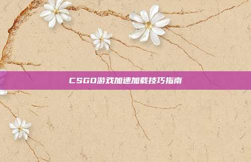 CSGO游戏加速加载技巧指南
