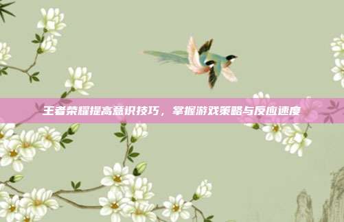 王者荣耀提高意识技巧,掌握游戏策略与反应速度