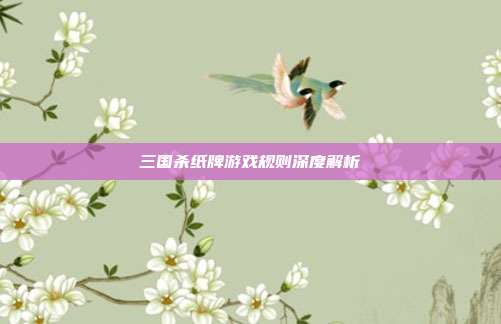 三国杀纸牌游戏规则深度解析