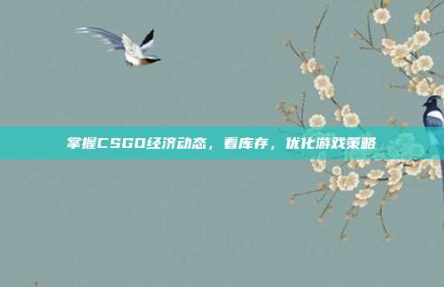 掌握CSGO经济动态,看库存,优化游戏策略