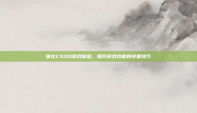 优化CSGO游戏体验,提升游戏性能的设置技巧