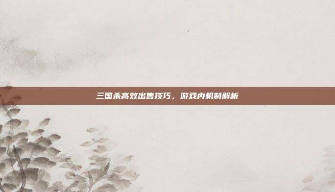 三国杀高效出售技巧,游戏内机制解析