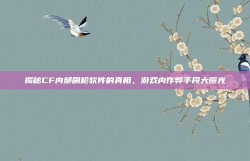 揭秘CF内部刷枪软件的真相,游戏内作弊手段大曝光