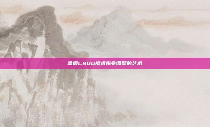 掌握CSGO战术指令调整的艺术