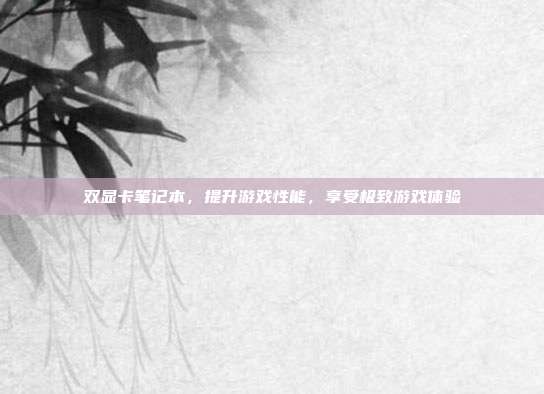 双显卡笔记本,提升游戏性能,享受极致游戏体验