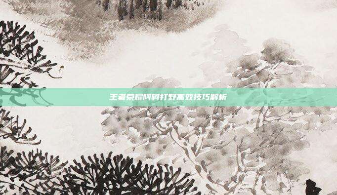 王者荣耀阿轲打野高效技巧解析