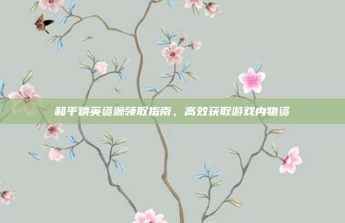 和平精英资源领取指南,高效获取游戏内物资