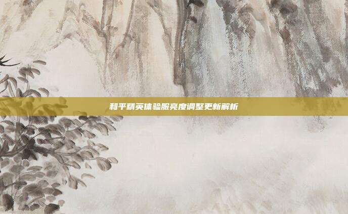 和平精英体验服亮度调整更新解析