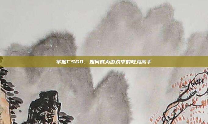 掌握CSGO,如何成为游戏中的吃鸡高手