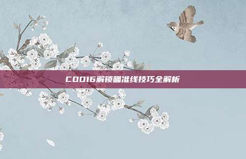 COD16解锁瞄准线技巧全解析