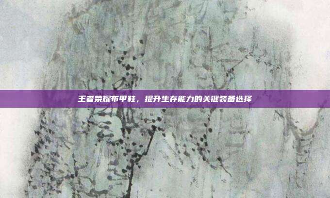 王者荣耀布甲鞋,提升生存能力的关键装备选择