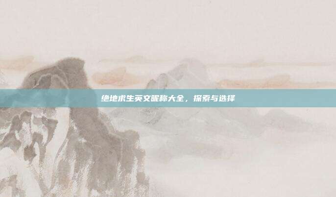 绝地求生英文昵称大全,探索与选择