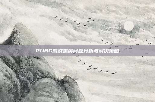 PUBG游戏黑屏问题分析与解决策略