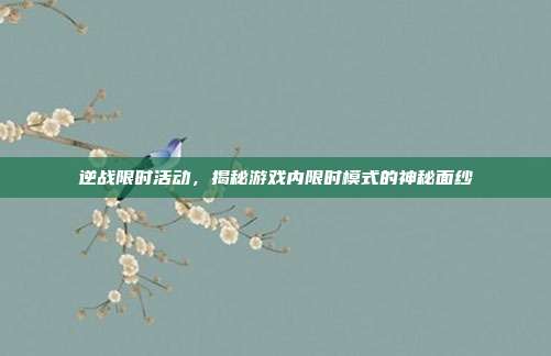 逆战限时活动,揭秘游戏内限时模式的神秘面纱