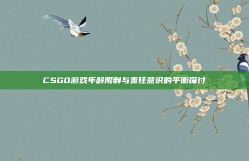 CSGO游戏年龄限制与责任意识的平衡探讨