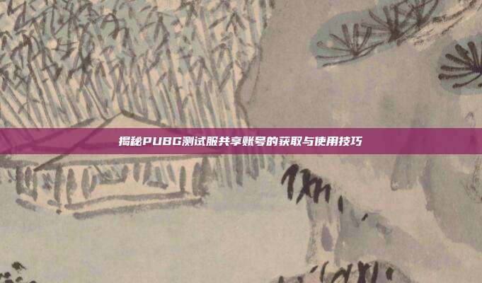揭秘PUBG测试服共享账号的获取与使用技巧