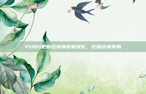 PUBG更新后换弹机制变化,影响战术布局