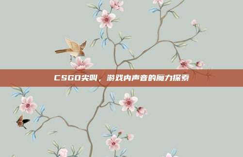 CSGO尖叫,游戏内声音的魔力探索