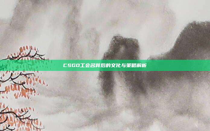 CSGO工会名背后的文化与策略解析