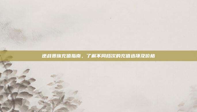 逆战贵族充值指南,了解不同档次的充值选项及价格