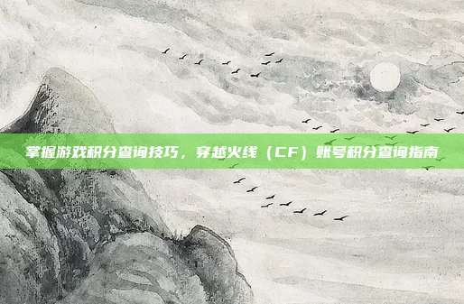 掌握游戏积分查询技巧,穿越火线(CF)账号积分查询指南