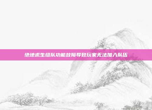 绝地求生组队功能故障导致玩家无法加入队伍