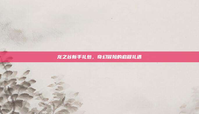 龙之谷新手礼包,奇幻冒险的启程礼遇