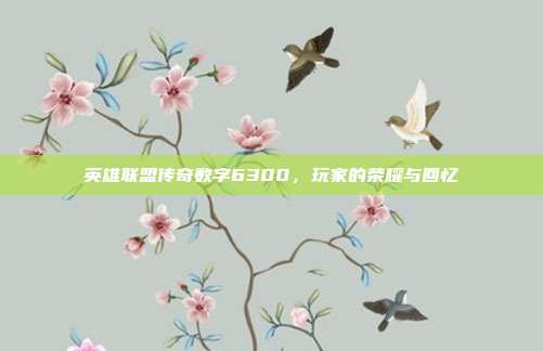 英雄联盟传奇数字6300,玩家的荣耀与回忆
