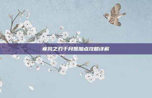 疾风之刃千月姬加点攻略详解