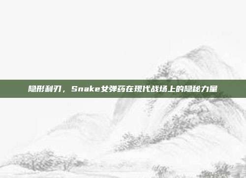 隐形利刃,Snake女弹药在现代战场上的隐秘力量