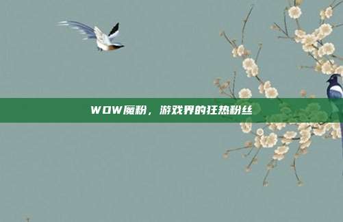 WOW魔粉,游戏界的狂热粉丝