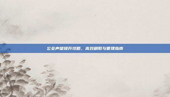 公会声望提升攻略,高效刷取与管理指南